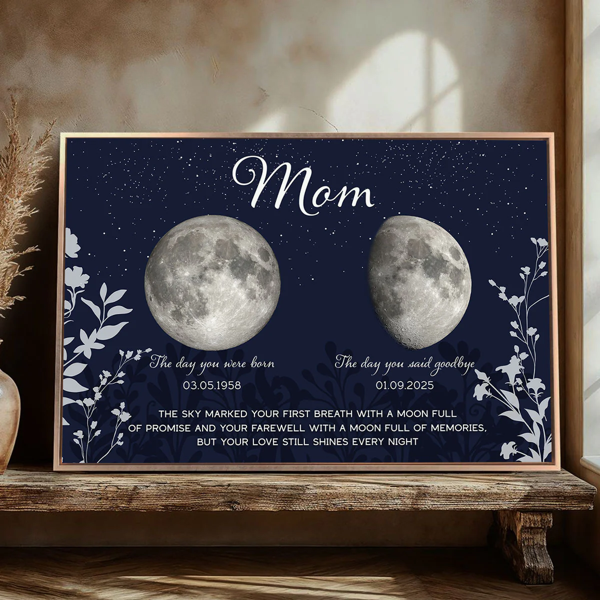 Lost Loved One Moon Phase Art Deep Blue Theme Memorial Keepsake Personalized Poster - Image 7