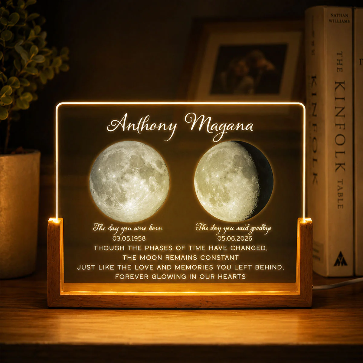 Lost Loved One Moon Phase Art Memorial - Personalized Acrylic LED Night Light - Memorial Gift, Sympathy Gift - Image 8