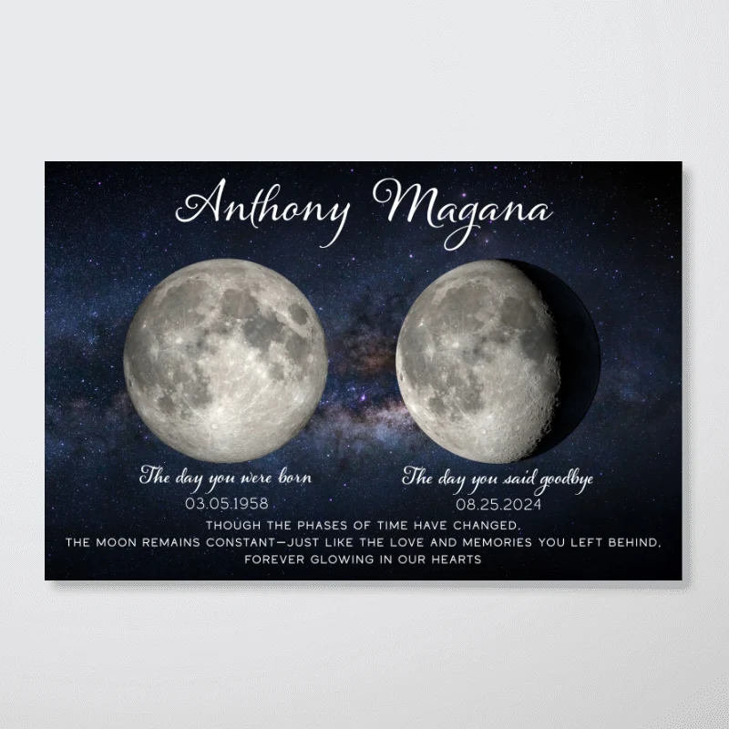 Lost Loved One Moon Phase Art Memorial Sympathy Gift - Personalized Poster - Image 10