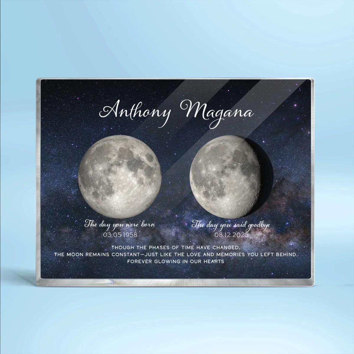 Lost Loved One Moon Phase Art - Personalized Acrylic Block Plaque - Memorial Sympathy Gift - Image 8