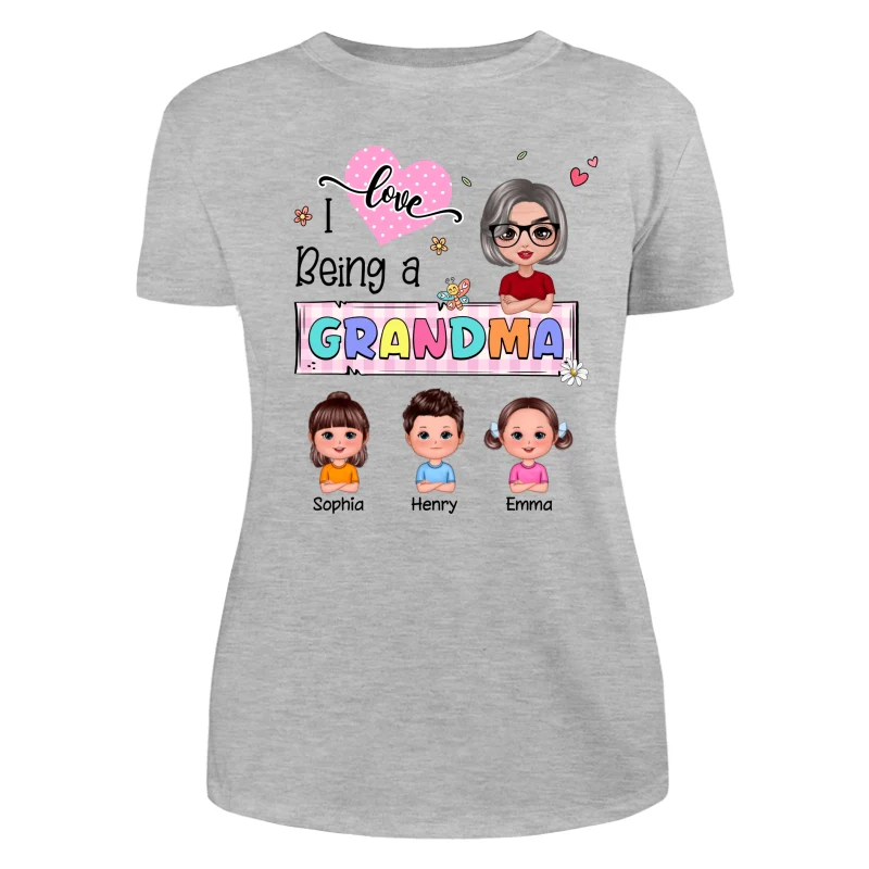 Love Being A Grandma Colorful Pastel Doll Grandma And Grandkids Personalized Shirt - Image 10