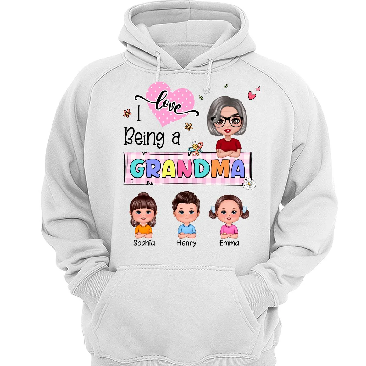 Love Being A Grandma Colorful Pastel Doll Grandma And Grandkids Personalized Shirt - Image 3