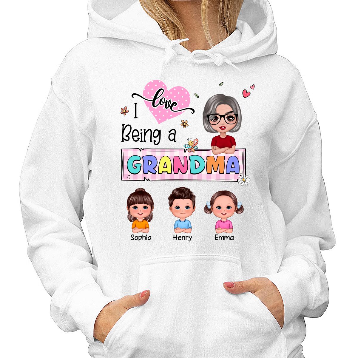 Love Being A Grandma Colorful Pastel Doll Grandma And Grandkids Personalized Shirt - Image 4
