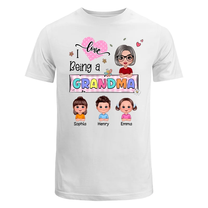 Love Being A Grandma Colorful Pastel Doll Grandma And Grandkids Personalized Shirt - Image 5