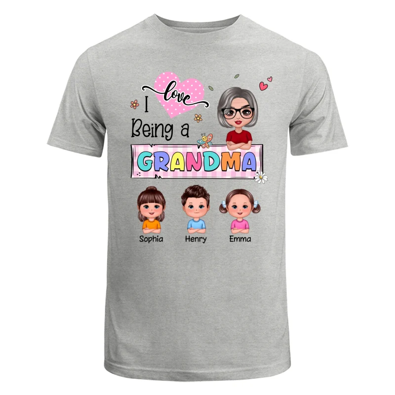 Love Being A Grandma Colorful Pastel Doll Grandma And Grandkids Personalized Shirt - Image 6