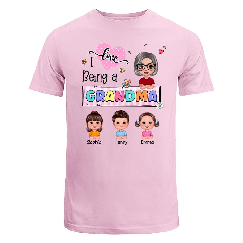 Love Being A Grandma Colorful Pastel Doll Grandma And Grandkids Personalized Shirt - Image 7