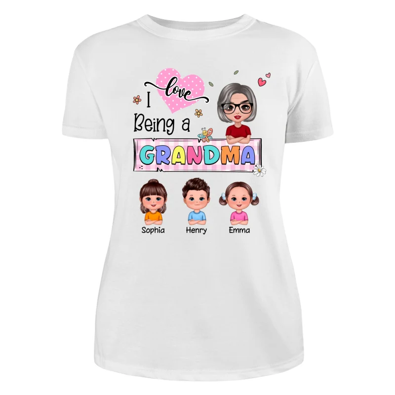 Love Being A Grandma Colorful Pastel Doll Grandma And Grandkids Personalized Shirt - Image 9