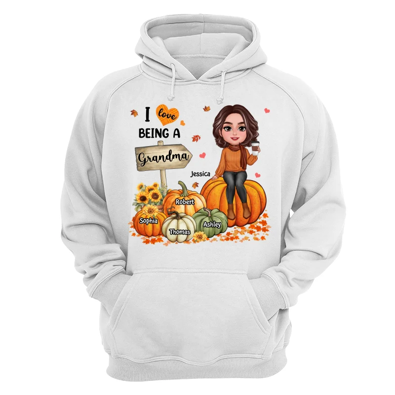 Love Being A Grandma Fall Season Sitting On Pumpkins Personalized Shirt - Image 13
