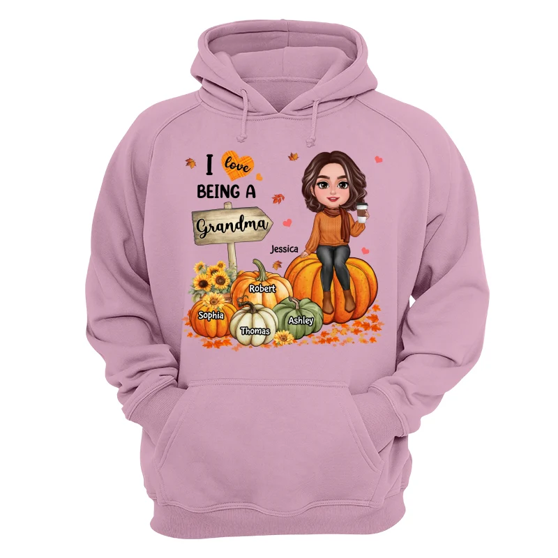 Love Being A Grandma Fall Season Sitting On Pumpkins Personalized Shirt - Image 15