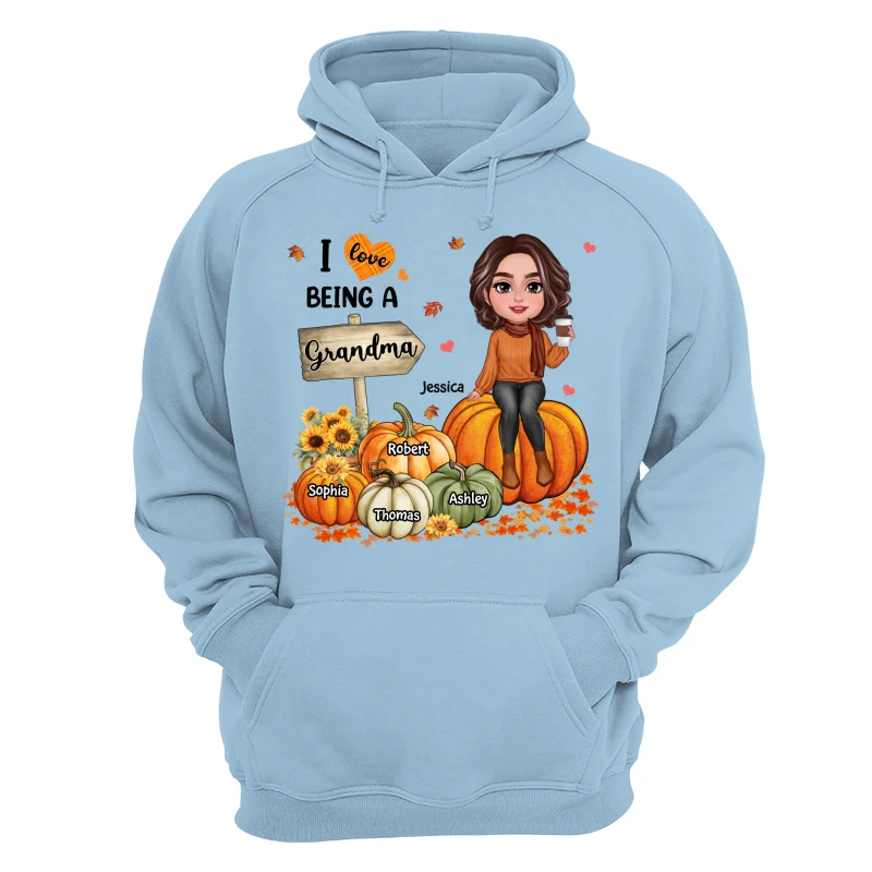 Love Being A Grandma Fall Season Sitting On Pumpkins Personalized Shirt - Image 16