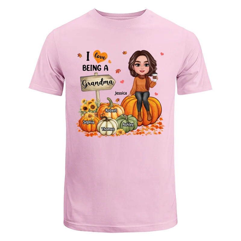 Love Being A Grandma Fall Season Sitting On Pumpkins Personalized Shirt - Image 7