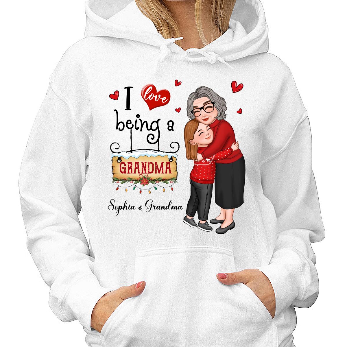Love Being A Grandma Hugging Grandkid Personalized Hoodie Sweatshirt - Image 4