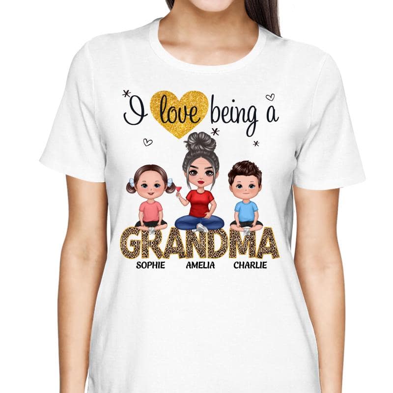 Love Being A Grandma Mom Doll Grandma Grandkids Personalized Shirt - Image 2