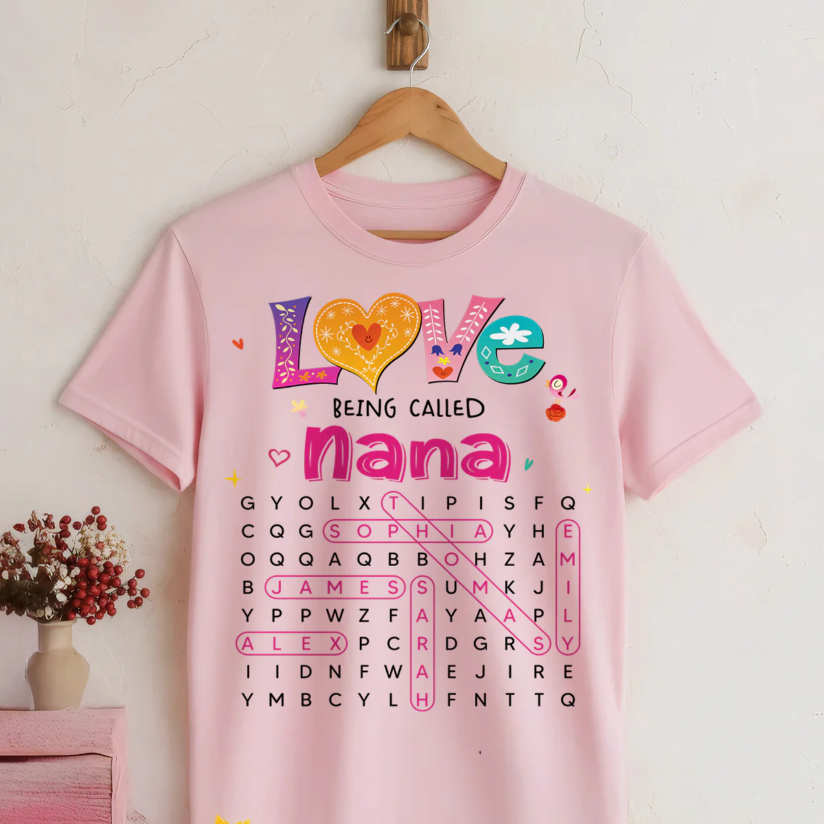 Love Being Called Grandma Colorful Word Search Puzzle - Personalized Shirt - Mother's Day Gift For Grandma Mom - Image 4