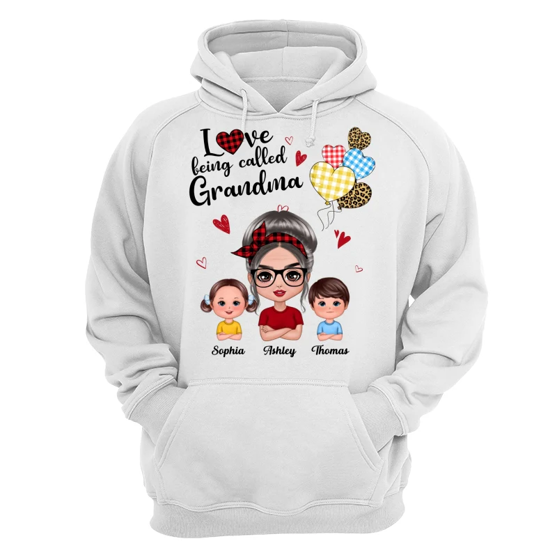 Love Being Called Grandma Doll Grandma Grandkids Colorful Checkered Hearts Personalized Shirt - Image 13