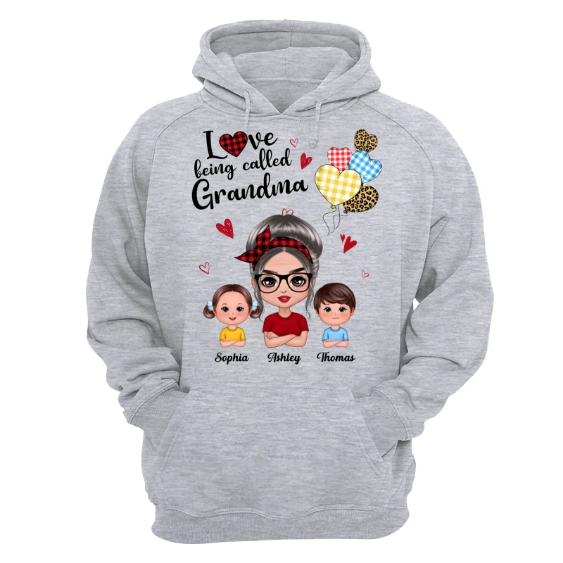 Love Being Called Grandma Doll Grandma Grandkids Colorful Checkered Hearts Personalized Shirt - Image 14