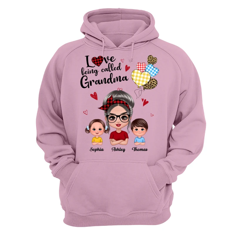 Love Being Called Grandma Doll Grandma Grandkids Colorful Checkered Hearts Personalized Shirt - Image 15