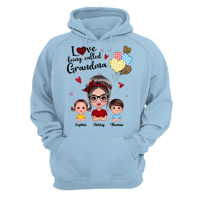 Love Being Called Grandma Doll Grandma Grandkids Colorful Checkered Hearts Personalized Shirt - Image 16