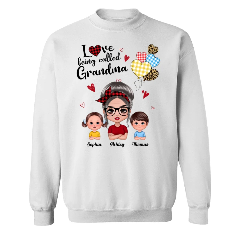 Love Being Called Grandma Doll Grandma Grandkids Colorful Checkered Hearts Personalized Shirt - Image 17