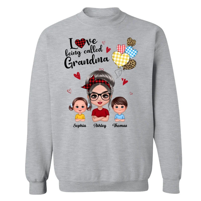Love Being Called Grandma Doll Grandma Grandkids Colorful Checkered Hearts Personalized Shirt - Image 18