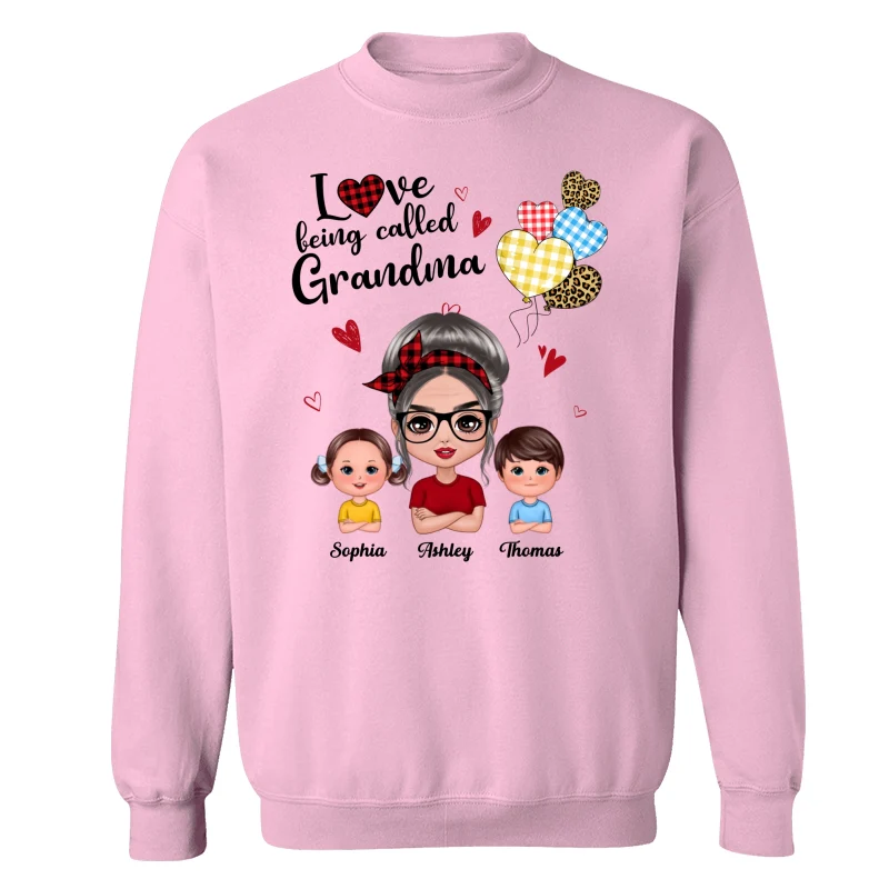 Love Being Called Grandma Doll Grandma Grandkids Colorful Checkered Hearts Personalized Shirt - Image 19