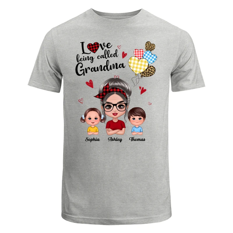 Love Being Called Grandma Doll Grandma Grandkids Colorful Checkered Hearts Personalized Shirt - Image 6