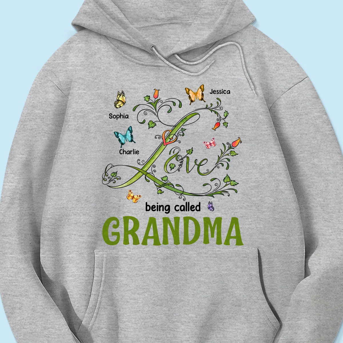 Love Being Called Grandma Leaves Flowers Butterflies Personalized Shirt - Image 16