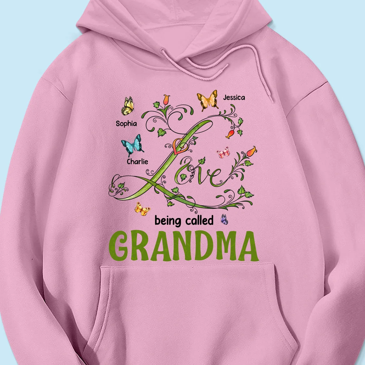 Love Being Called Grandma Leaves Flowers Butterflies Personalized Shirt - Image 17