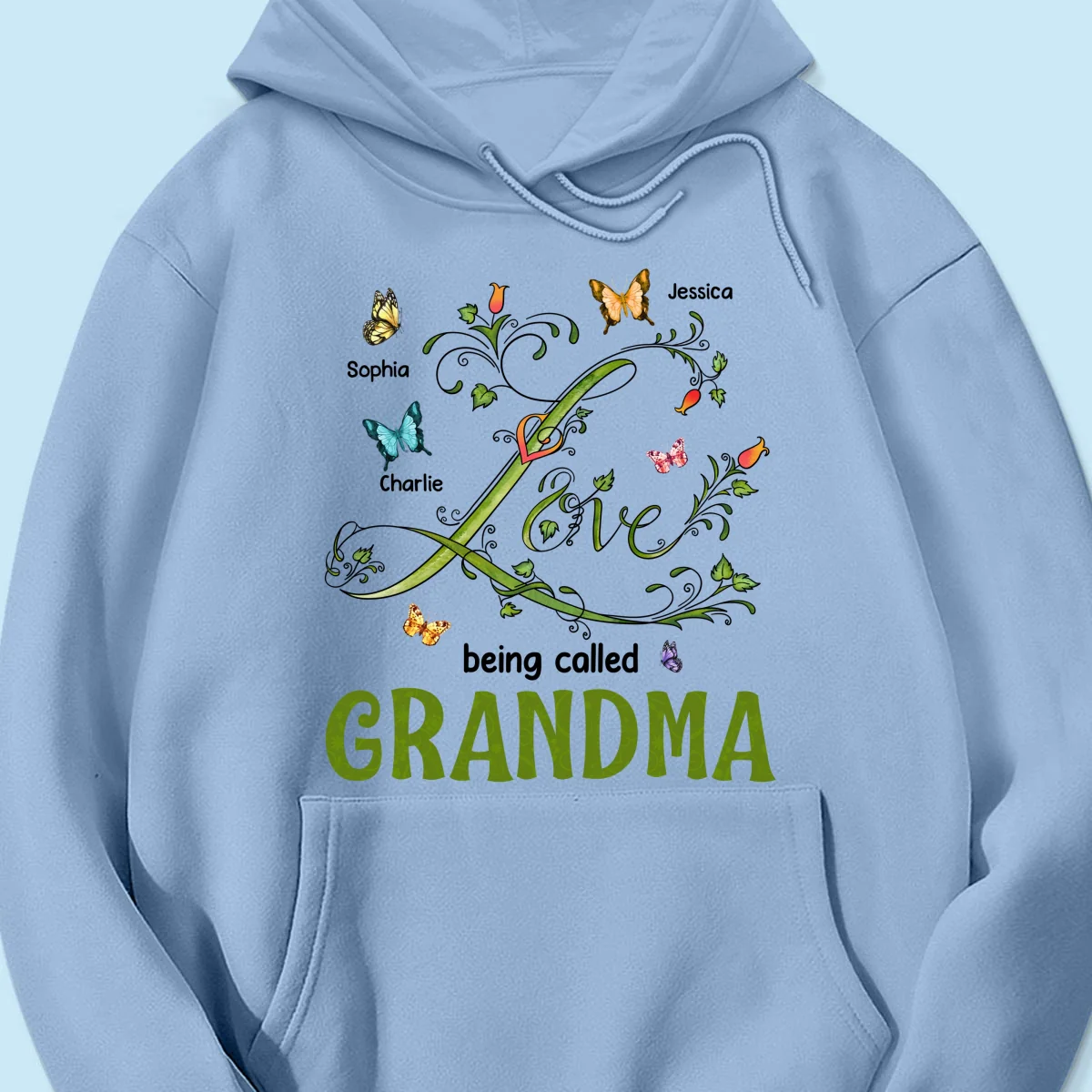 Love Being Called Grandma Leaves Flowers Butterflies Personalized Shirt - Image 18