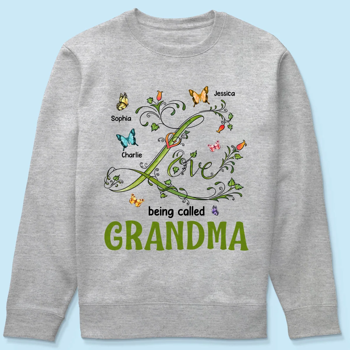 Love Being Called Grandma Leaves Flowers Butterflies Personalized Shirt - Image 20