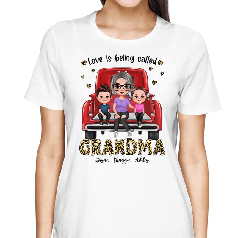 Love Being Called Grandma Leopard Truck Personalized Shirt - Image 2