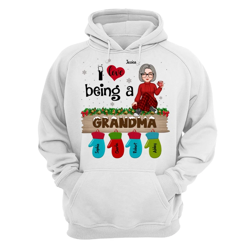 Love Being Grandma Mom Christmas Gloves Kids Names Personalized Shirt - Image 13