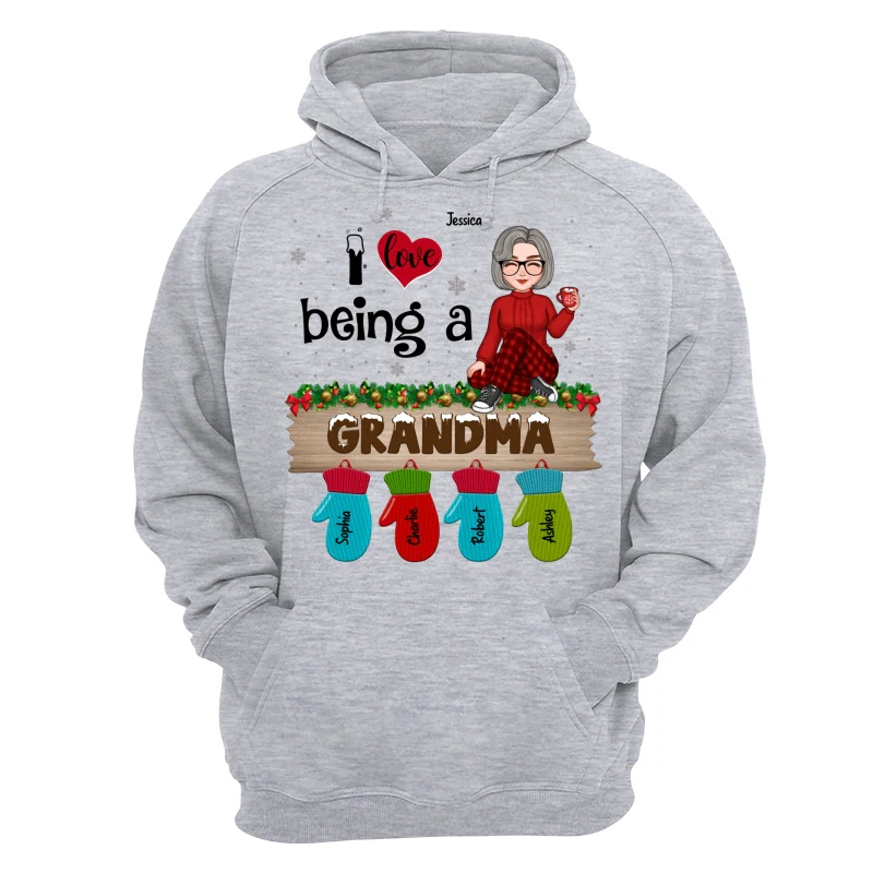 Love Being Grandma Mom Christmas Gloves Kids Names Personalized Shirt - Image 14