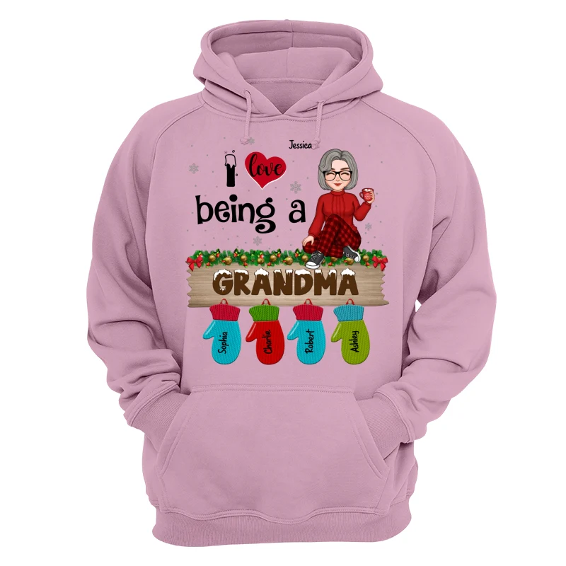 Love Being Grandma Mom Christmas Gloves Kids Names Personalized Shirt - Image 15
