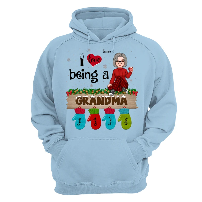 Love Being Grandma Mom Christmas Gloves Kids Names Personalized Shirt - Image 16