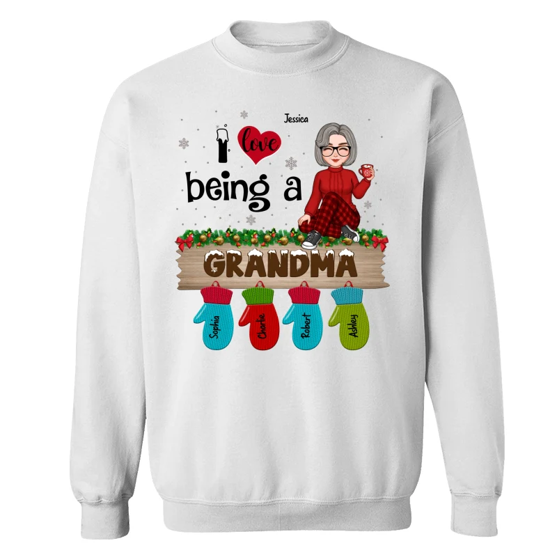 Love Being Grandma Mom Christmas Gloves Kids Names Personalized Shirt - Image 17