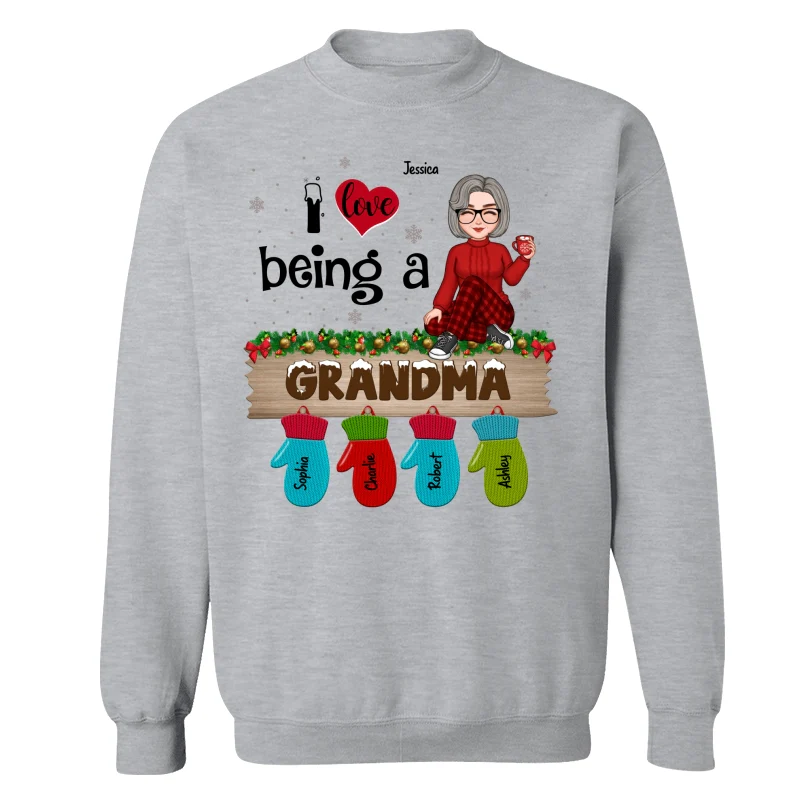 Love Being Grandma Mom Christmas Gloves Kids Names Personalized Shirt - Image 18