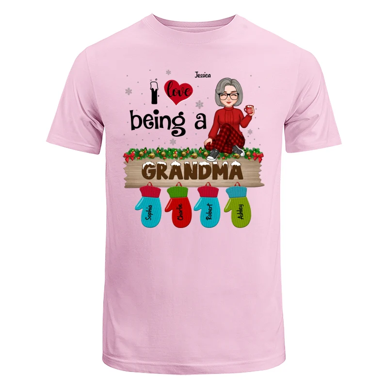 Love Being Grandma Mom Christmas Gloves Kids Names Personalized Shirt - Image 7