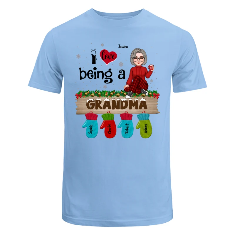 Love Being Grandma Mom Christmas Gloves Kids Names Personalized Shirt - Image 8