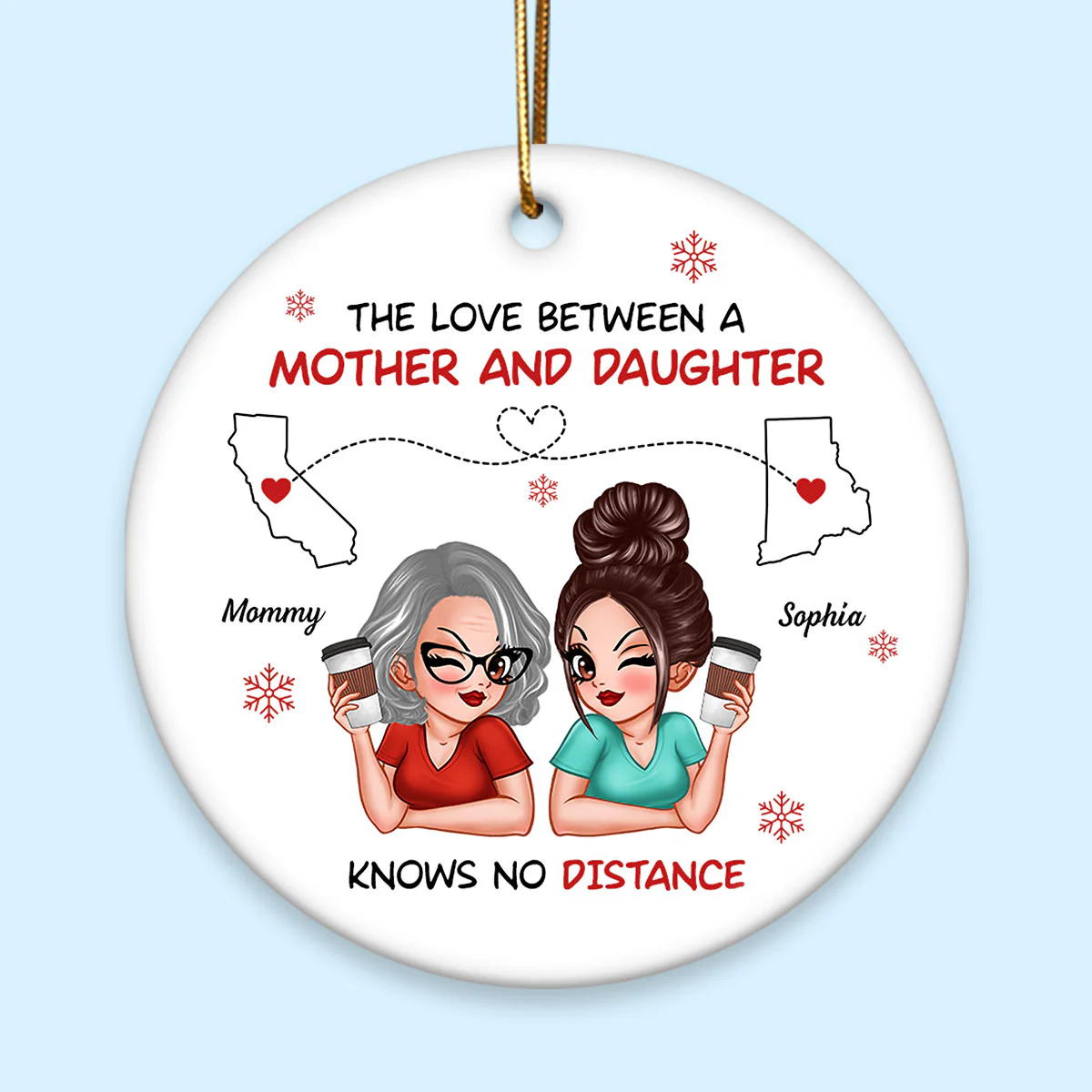 Love Between Mother Daughter Knows No Distance Personalized Circle Ornament - Image 3
