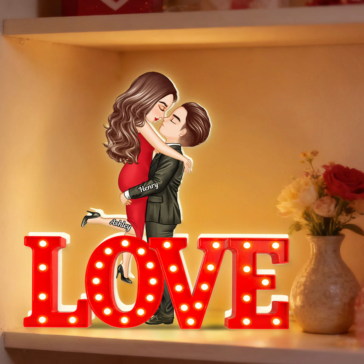 Love Couple Kissing - Personalized Light Box - Gift for Couple - Image 3
