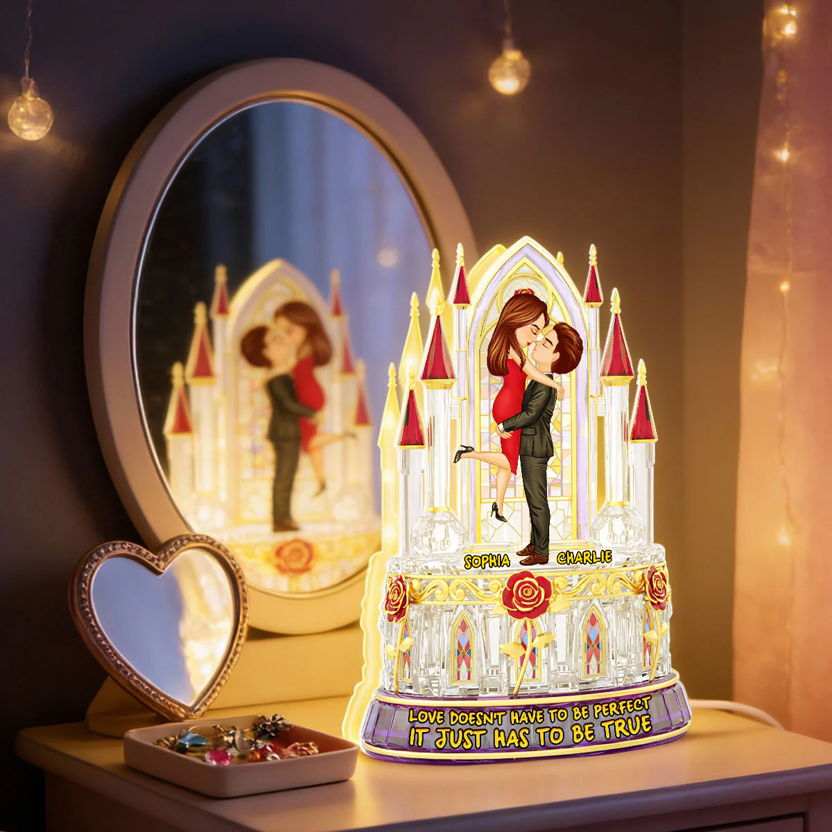 Love Doesn't Have To Be PerFect - Personalized Light Box - Gift for Couple - Image 3