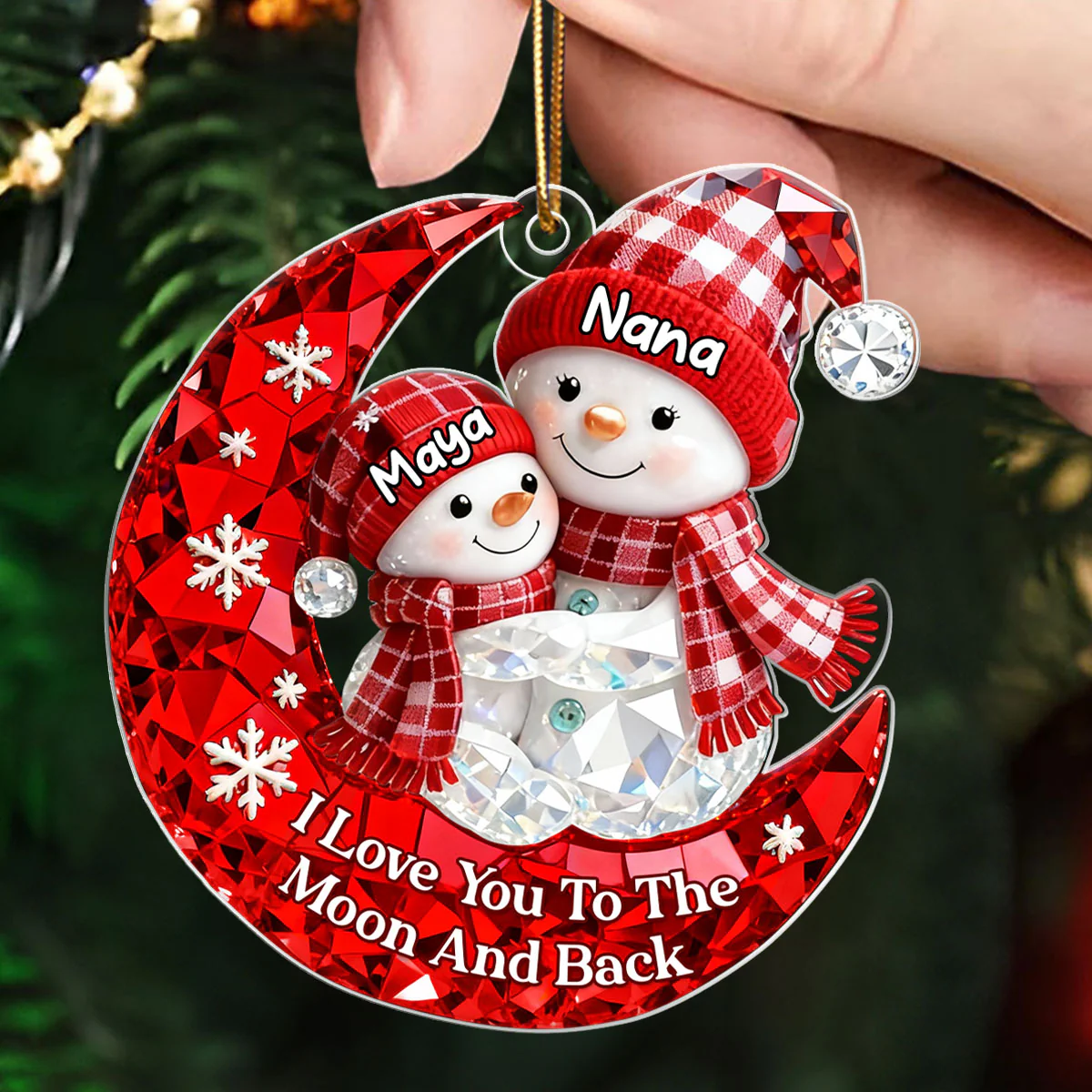Love Grandkid to the Moon and Back 3D Crystal Effect - Personalized Acrylic Ornament - Christmas Gift for Grandma, Grandkids - Image 6