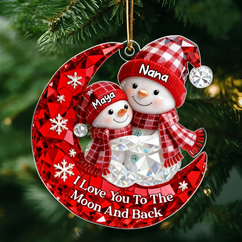 Love Grandkid to the Moon and Back 3D Crystal Effect - Personalized Acrylic Ornament - Christmas Gift for Grandma, Grandkids - Image 9