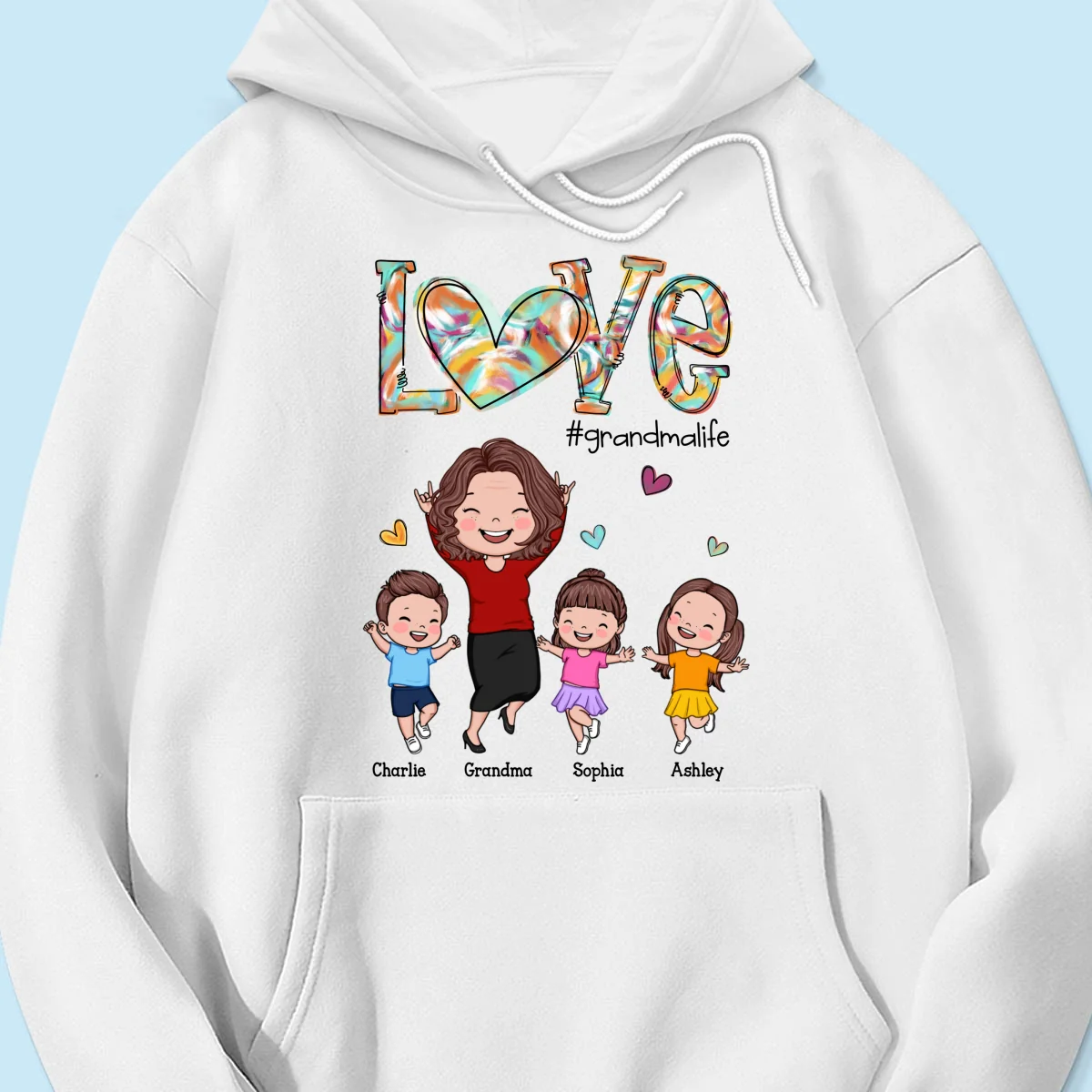 LOVE Grandma Life Colorful Painting Heart Personalized Shirt - Image 15