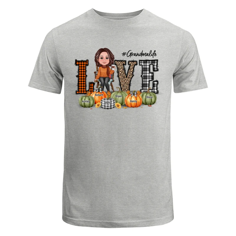 LOVE Grandma Life Fall Season Pumpkin Names Personalized Shirt - Image 6