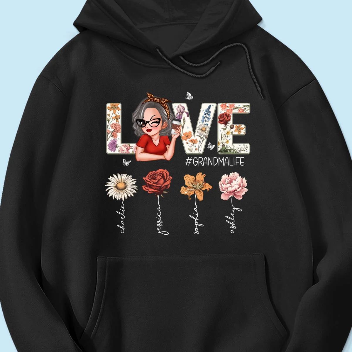 Love Grandma Life Vintage Birth Flowers With Kids Names Personalized Shirt - Image 16