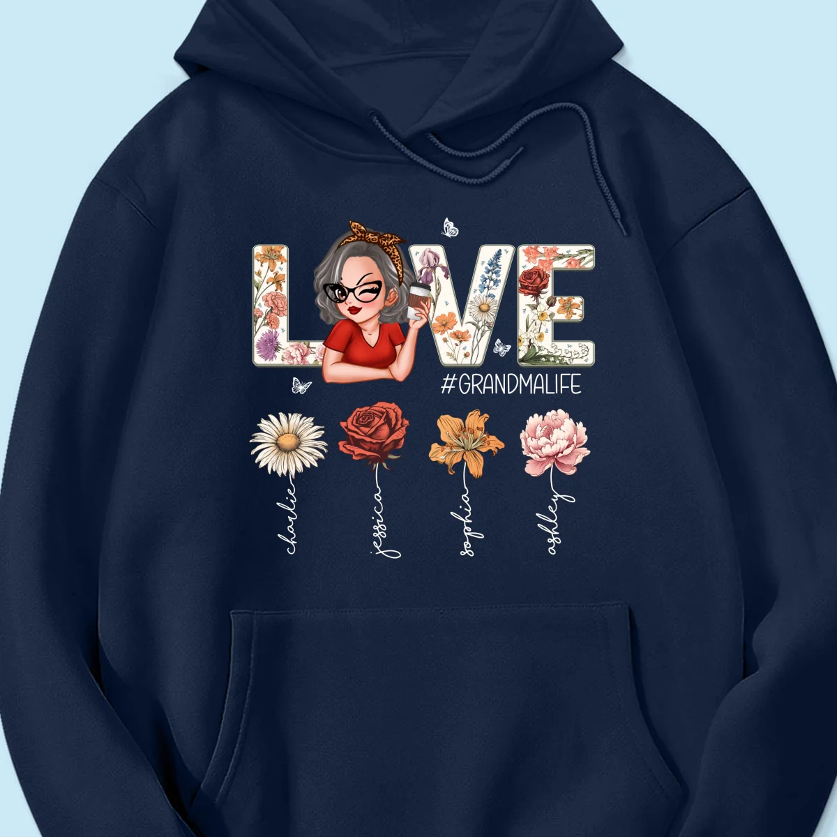Love Grandma Life Vintage Birth Flowers With Kids Names Personalized Shirt - Image 17