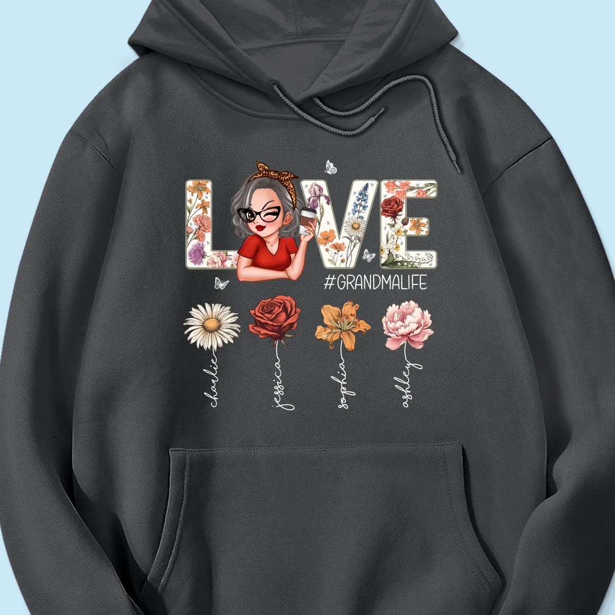 Love Grandma Life Vintage Birth Flowers With Kids Names Personalized Shirt - Image 18