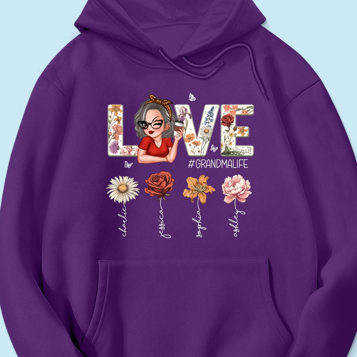 Love Grandma Life Vintage Birth Flowers With Kids Names Personalized Shirt - Image 19